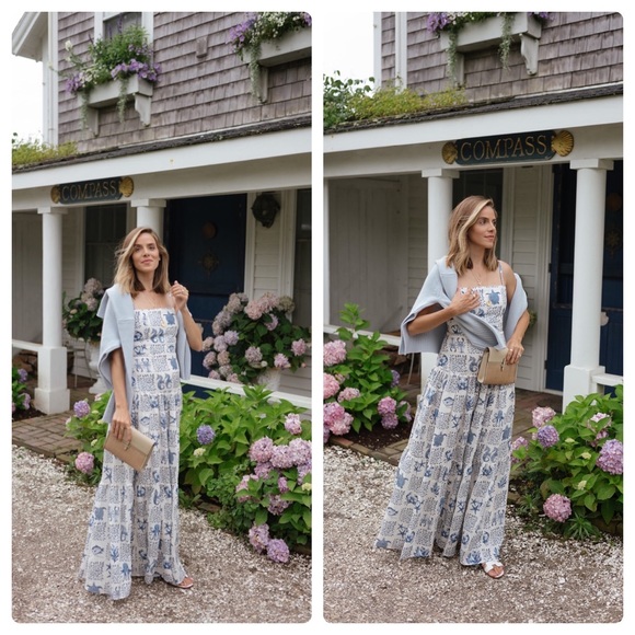 Agua by Agua Bendita Lima Tiered Printed Linen Maxi Dress - Picture 2 of 7